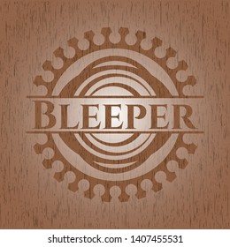 Bleeper retro wooden emblem. Vector Illustration.