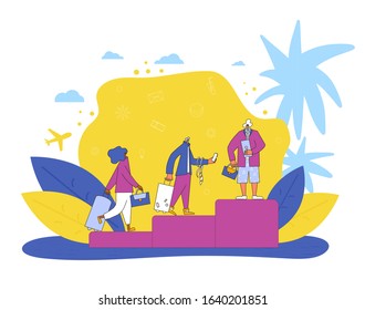 Bleisure travel vector concept. Combining business trip and leisure time. Work life balance. Digital nomads. 