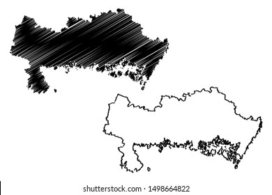 Blekinge County (Counties of Sweden, Kingdom of Sweden) map vector illustration, scribble sketch Blekinge map