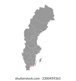 Blekinge county map, province of Sweden. Vector illustration.