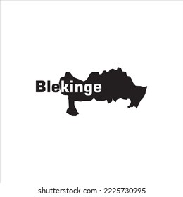 Blekinge map and black lettering design on white background