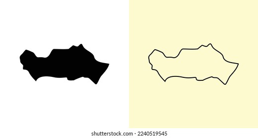 Blekinge map, Sweden, Europe. Filled and outline map designs. Vector illustration