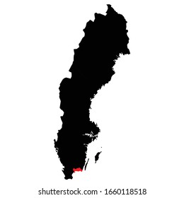 Blekinge province highlighted on Sweden map Vector EPS 10