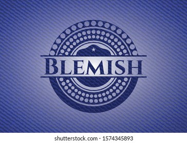 Blemish emblem with jean texture. Vector Illustration. Detailed.