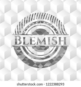 Blemish grey emblem with cube white background