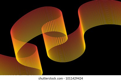 Blend. Color Wavy Lines on Black Isolated Background. Abstract Vector Illustration. Creative Wave with Lines Created Using Blend Tool. Color Waved Lines for Banner, Website, Flyer Design, Web Design.