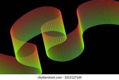 Blend. Color Wavy Lines on Black Isolated Background. Abstract Vector Illustration. Creative Wave with Lines Created Using Blend Tool. Color Waved Lines for Banner, Website, Flyer Design, Web Design.