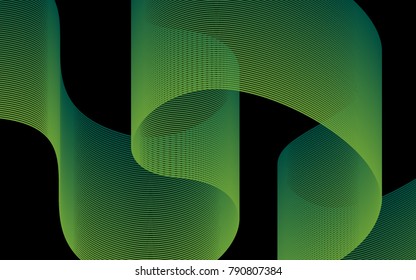 Blend. Color Wavy Lines on Black Isolated Background. Abstract Vector Illustration. Creative Wave with Lines Created Using Blend Tool. Color Waved Lines for Banner, Website, Flyer Design, Web Design.