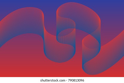 Blend. Color Wavy Lines on Gradient Background. Abstract Vector Illustration. Abstract Wave Created Using Blend Tool. Color Waved Lines for Banner, Website, Flyer Design, Web Design. Color Blend.
