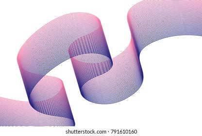 Blend. Color Wavy Lines on White Isolated Background. Abstract Vector Illustration. Creative Wave with Lines Created Using Blend Tool. Color Waved Lines for Banner, Website, Flyer, Web Design.