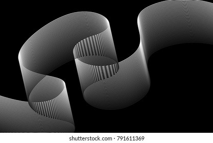 Blend. Color Wavy Lines on Black Isolated Background. Abstract Vector Illustration. Creative Wave with Lines Created Using Blend Tool. Color Waved Lines for Banner, Website, Flyer Design, Web Design.