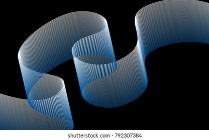 Blend. Color Wavy Lines on Black Isolated Background. Abstract Vector Illustration. Creative Wave with Lines Created Using Blend Tool. Color Waved Lines for Banner, Website, Flyer Design, Web Design.