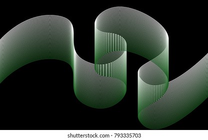 Blend. Color Wavy Lines on Black Isolated Background. Abstract Vector Illustration. Creative Wave with Lines Created Using Blend Tool. Color Waved Lines for Banner, Website, Flyer Design, Web Design.