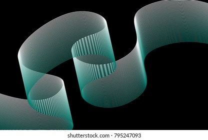 Blend. Color Wavy Lines on Black Isolated Background. Abstract Vector Illustration. Creative Wave with Lines Created Using Blend Tool. Color Waved Lines for Banner, Website, Flyer Design, Web Design.