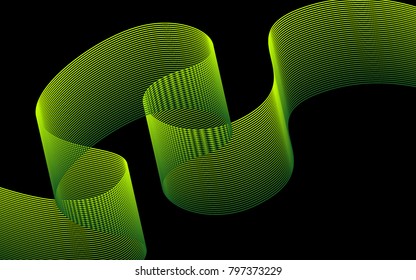 Blend. Color Wavy Lines on Black Isolated Background. Abstract Vector Illustration. Creative Wave with Lines Created Using Blend Tool. Color Waved Lines for Banner, Website, Flyer Design, Web Design.