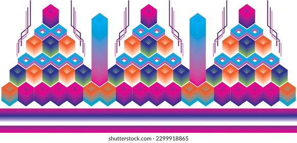 Blend colorful modern specified step of pattren seamless fabric, wallpaper, design vector