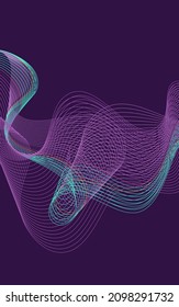 Blend Contour Background Purple Vector. Wave Surface Poster. Color Curve Twisted. Figure Template.