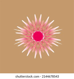 Blend flowers. Futuristic background with random layered texture. Fantastic flower vector illustration. Abstract explosion vector. Brown background, with a mix of pink and white flower colors