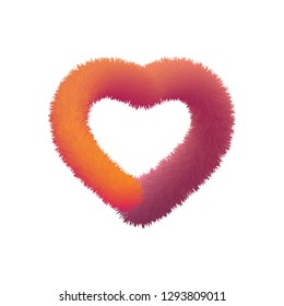 Blend Fur Heart icon. Colorful smooth Hair heart Web Logo. Social media app for Valentines holiday, Wedding, Love, Women, Mother's Day, Birthday isolated on white background. Vector Illustration