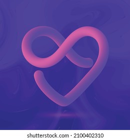 Blend Gradient Heart Over Blue Fluid Swirl Effect Background.