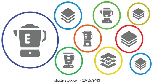 blend icon set. 9 filled blend icons.  Simple modern icons about  - Blender, Layer, Layers