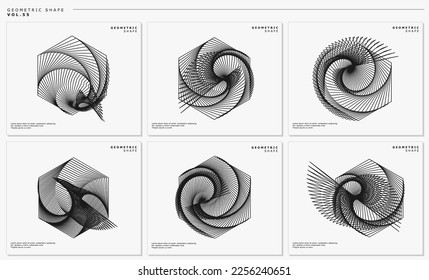 Blend lines hexagonal abstract vector set. Modern line hexagon design template.