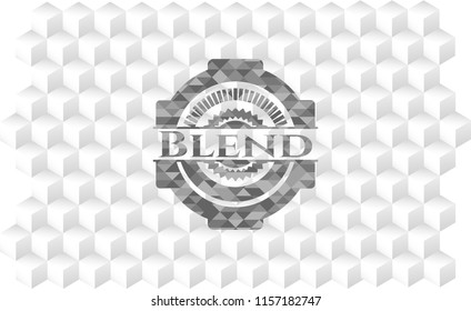 Blend realistic grey emblem with cube white background