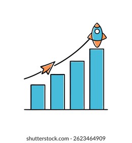 Blend A Rising Bar Graph With A Rocket Launching