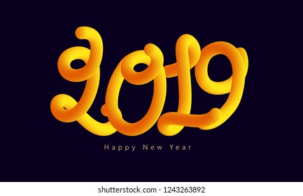 Blend text 2019 on blue background for Happy New Year celebration concept.