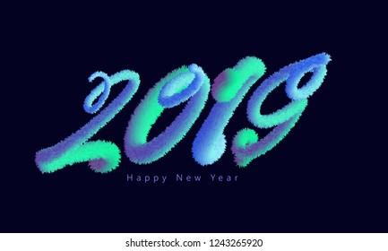 Blend text 2019 on blue background for Happy New Year celebration concept.