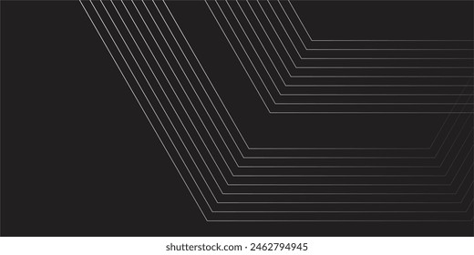 Blend Thin Line black White Abstract Memphis Geometric Wide Banner Design Background vector