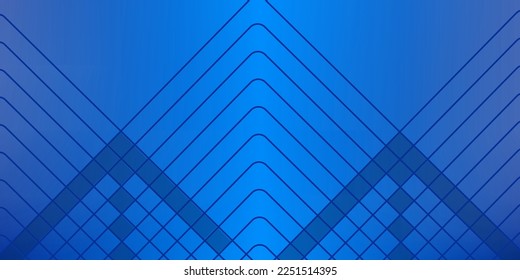 Blend dünne Linie blauer, abstrakter Memphis Geometrischer breiter Bannerdesign-Hintergrund