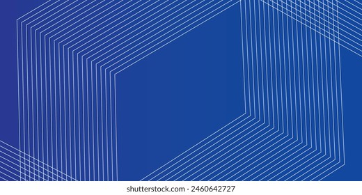 Blend Thin Line Blue White Abstract Memphis Geometric Wide Banner Design Background vector