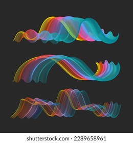 Blend thin lines, set design elements, wavy contours. Rainbow abstract waves, breeze