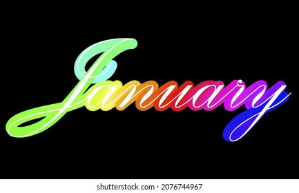 blend typography of january colorful lettering. calendar month letter vector illustration