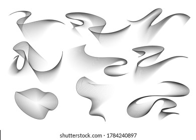 Blend waves set isolated on white. Abstract design elemens. Vector EPS10 illustrations.