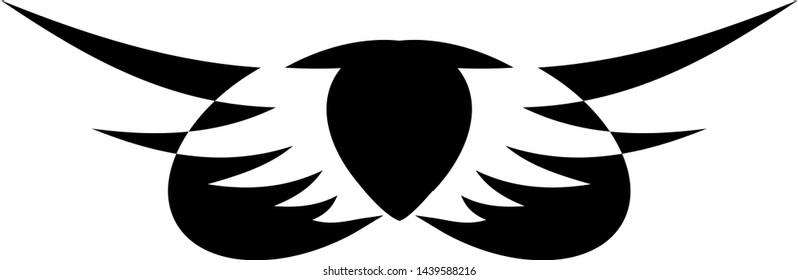 a blend of wing design and heart shape