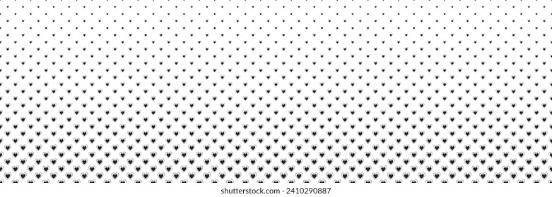 Blended  black heart line on white for pattern and background, halftone effect, Valentine's background