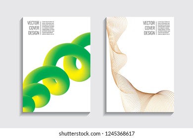 Blended covers, golden gradient wavy lines. Futuristic minimal design. Multi-colored bionic background. Modern visual effect. Repeating lines. For poster, layout, placard, grunge paper, card.
