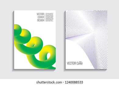 Blended covers with gradient wavy line shapes. Futuristic minimal design. Multi-colored bionic background. Modern visual effect. Repeating lines. For poster, layout, placard, grunge paper, card, book.