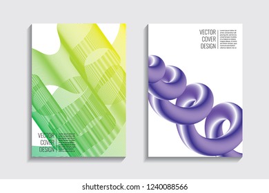 Blended covers with gradient wavy line shapes. Futuristic minimal design. Multi-colored bionic background. Modern visual effect. Repeating lines. For poster, layout, placard, grunge paper, card, book.