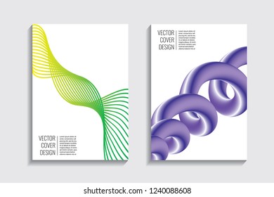Blended covers with gradient wavy line shapes. Futuristic minimal design. Multi-colored bionic background. Modern visual effect. Repeating lines. For poster, layout, placard, grunge paper, card, book.