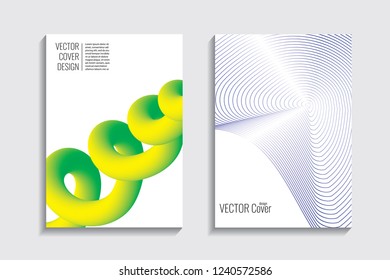 Blended covers with gradient wavy line shapes. Futuristic minimal design. Multi-colored bionic background. Modern visual effect. Repeating lines. For poster, layout, placard, grunge paper, card, book.