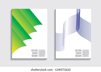 Blended covers with gradient wavy line shapes. Futuristic minimal design. Multi-colored bionic background. Modern visual effect. Repeating lines. For poster, layout, placard, grunge paper, card, book.