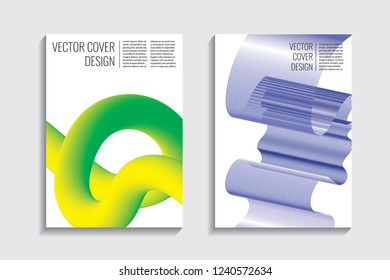 Blended covers with gradient wavy line shapes. Futuristic minimal design. Multi-colored bionic background. Modern visual effect. Repeating lines. For poster, layout, placard, grunge paper, card, book.