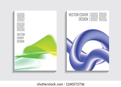 Blended covers with gradient wavy line shapes. Futuristic minimal design. Multi-colored bionic background. Modern visual effect. Repeating lines. For poster, layout, placard, grunge paper, card, book.