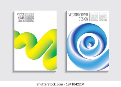 Blended covers with gradient wavy line shapes. Futuristic minimal design. Multi-colored bionic background. Modern visual effect. Repeating lines. For poster, layout, placard, grunge paper, card, book.