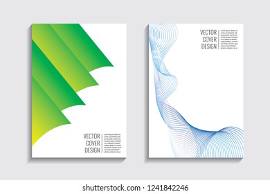 Blended covers with gradient wavy line shapes. Futuristic minimal design. Multi-colored bionic background. Modern visual effect. Repeating lines. For poster, layout, placard, grunge paper, card, book.