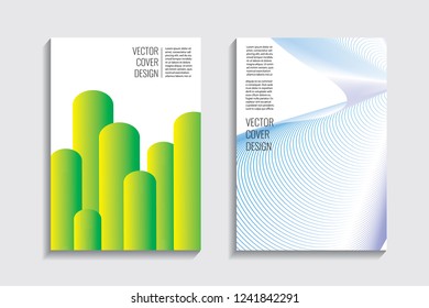Blended covers with gradient wavy line shapes. Futuristic minimal design. Multi-colored bionic background. Modern visual effect. Repeating lines. For poster, layout, placard, grunge paper, card, book.