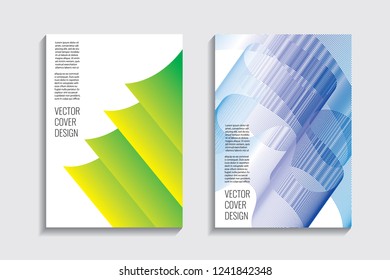 Blended covers with gradient wavy line shapes. Futuristic minimal design. Multi-colored bionic background. Modern visual effect. Repeating lines. For poster, layout, placard, grunge paper, card, book.